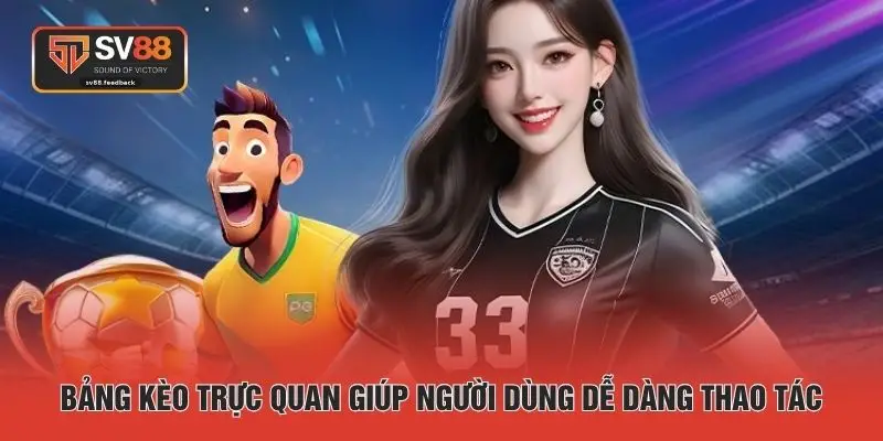 Bảng kèo trực quan giúp người dùng dễ dàng thao tác